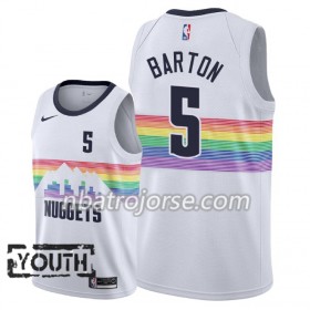 Barn Denver Nuggets Tröja Will Barton 5 2018-19 Nike City Edition Vit Swingman